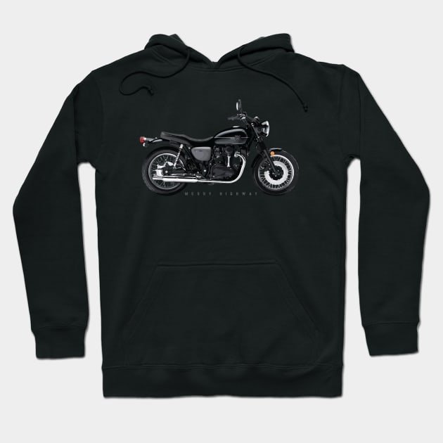 Kawasaki W800 Street 19 black, sn Hoodie by MessyHighway